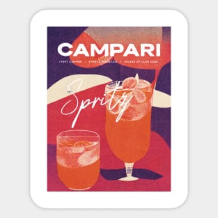 Campari Retro Poster Violet Night Bar Prints, Vintage Drinks, Recipe, Wall Art Sticker